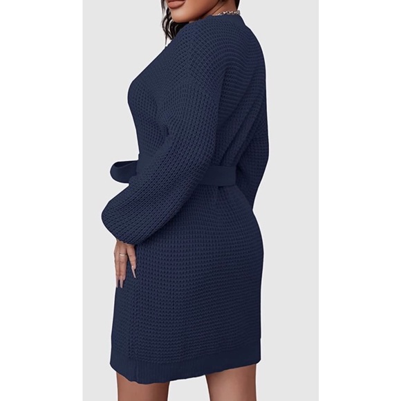 Amazon Zesica Waffle Knit Tie Sweater Dress Size: Small - Picture 2 of 13